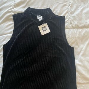 Velour black turtle/mock neck sleeveless